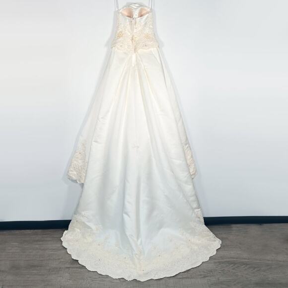 Oleg Cassini Ivory Satin Beaded Beaded Ball Gown Bridal Wedding Dress NWOT - Picture 10 of 16